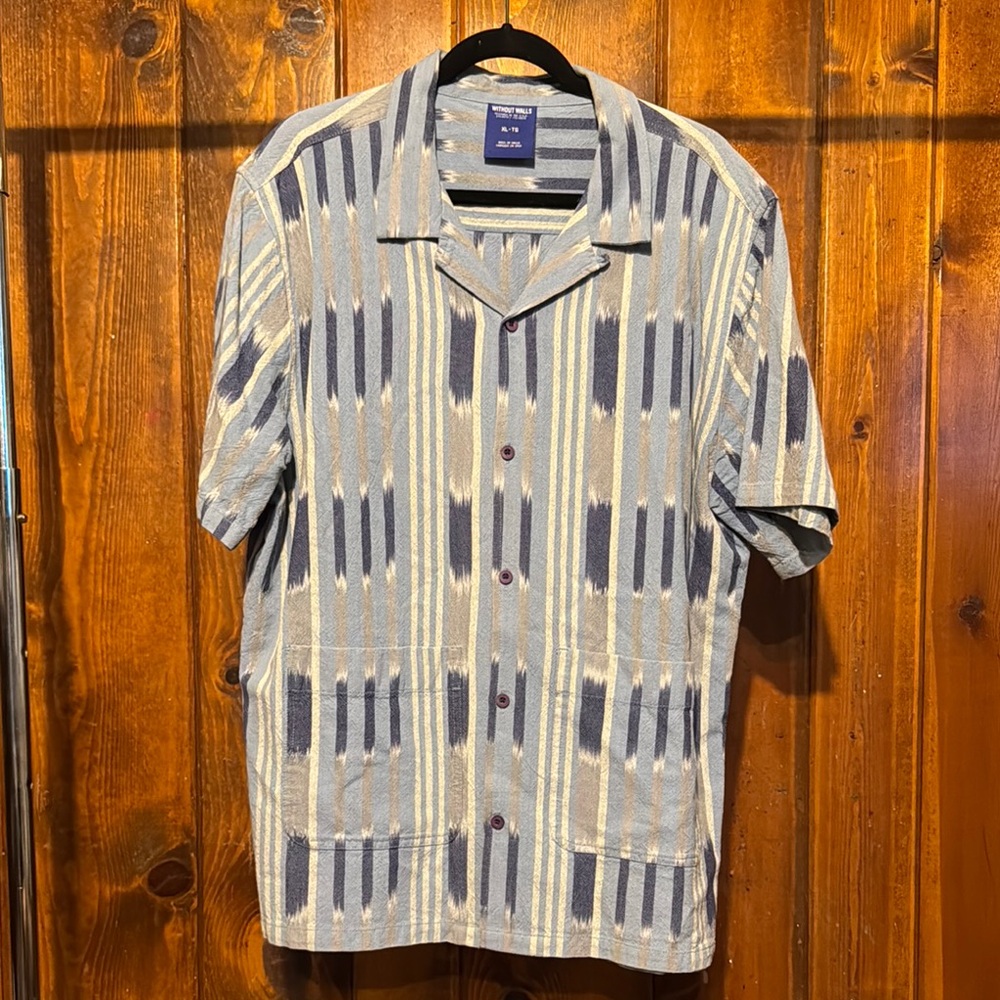 Without Walls Blue Casual Button Down Shirt